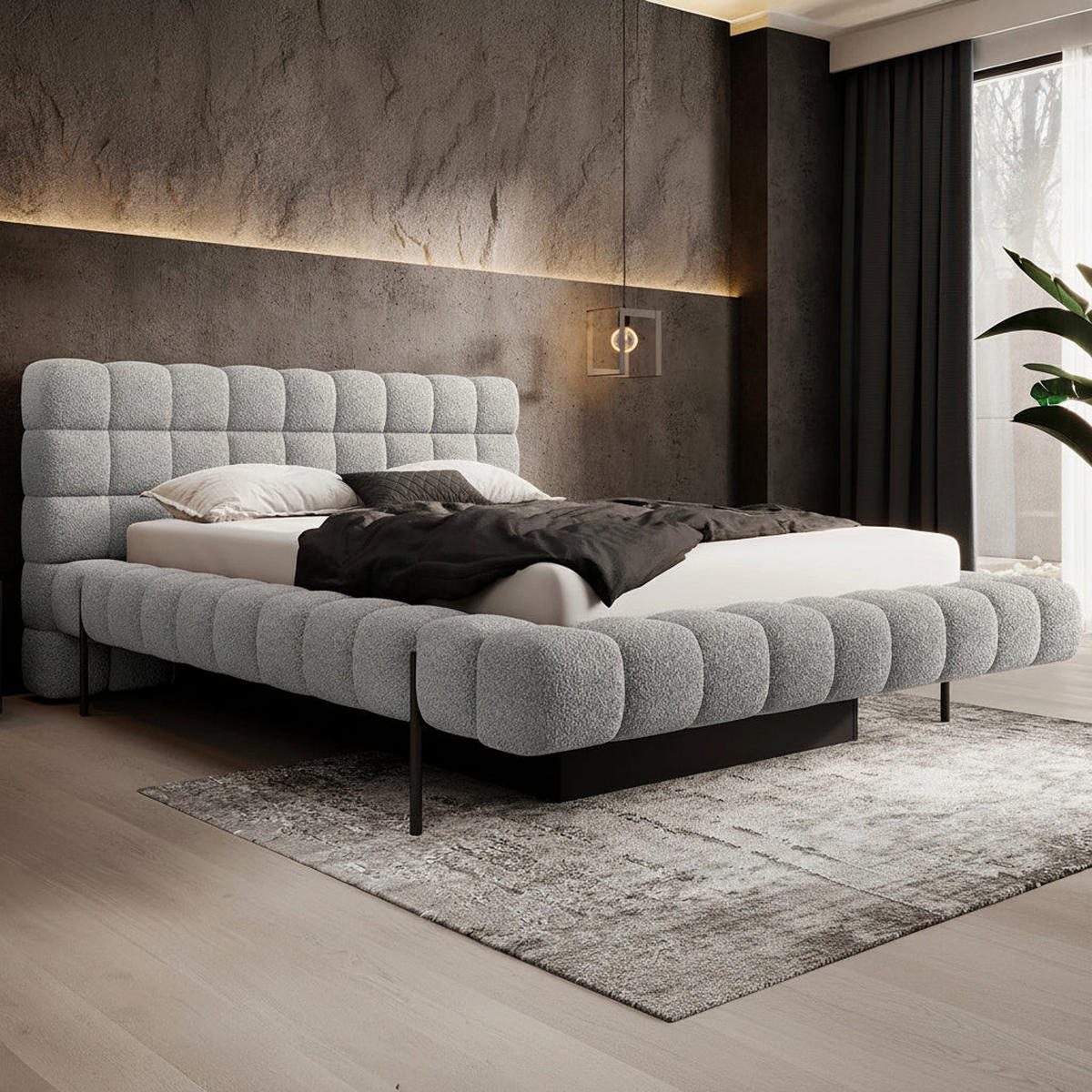 BOXBETT 160/200 Ezio Grau - Grau, Holz (160/200cm) - Petits-meubles
