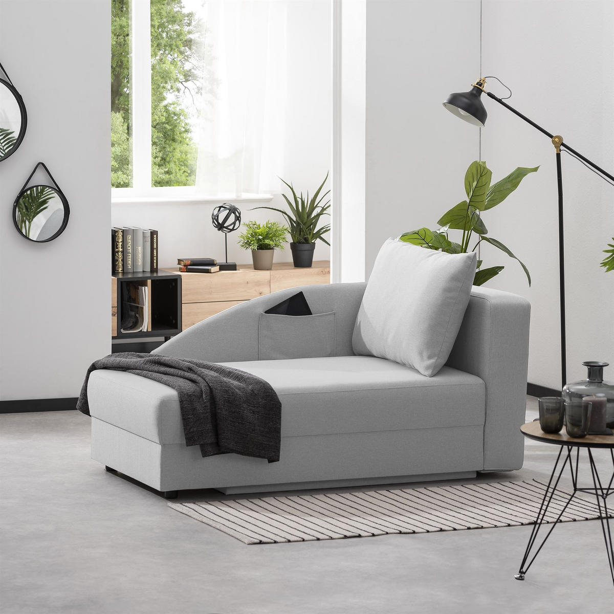 RECAMIERE Armlehne links Kalila Bezug Flachgewebe Kunststoff / hellgrau - Grau, Kunststoff (154/86/93cm) - 58aufmkessel