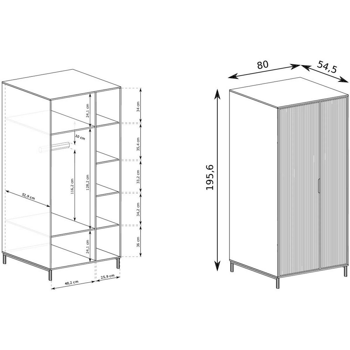 DREHTÜRENSCHRANK Linna mit zwei Türen 80 cm Dunkelblau - Schwarz/Dunkelblau, Holzwerkstoff/Metall (80/196/55cm) - Beautysofa