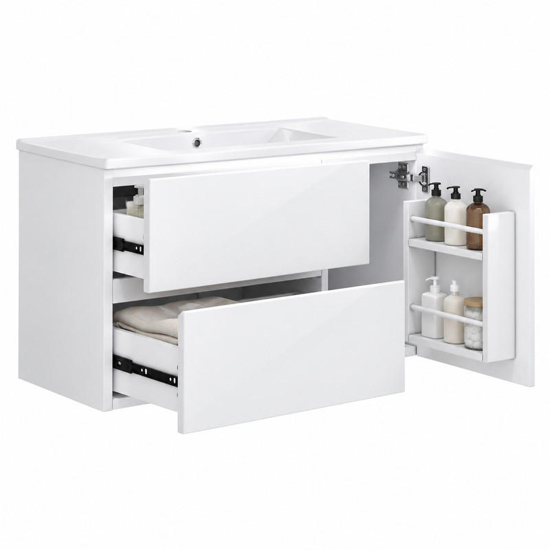 Beauniv Waschtischunterschrank Weiß 46.5x50.5x91 cm