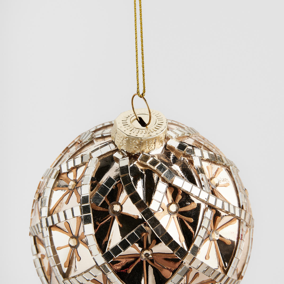 WEIHNACHTSKUGEL Glas FLORETTA, Ø8 cm, Gold, Christbaumkugeln, Weihnachtsdeko Xmas, Christmas Deko - Goldfarben, Glas (8/8/8cm) - home&you