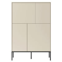 HIGHBOARD Bellezo Creme 95 cm hoch - Creme/Schwarz, Holzwerkstoff/Metall (95/142/41cm) - Selsey