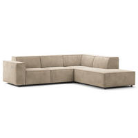 ECKSOFA mit Ottomane - Beige/Schwarz, Kunststoff/Textil (260/234cm) - home24