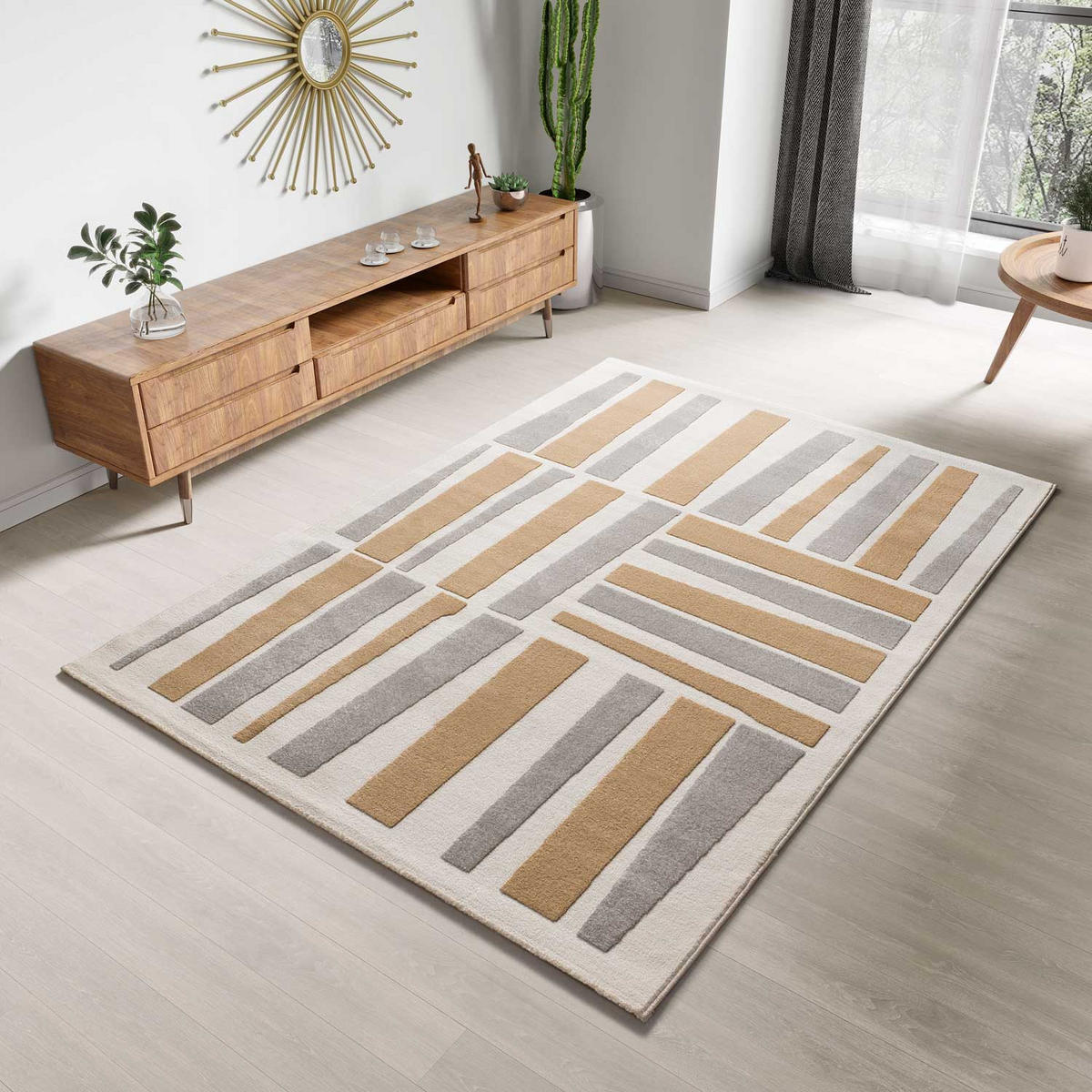WEBTEPPICH beige und grau Flora 80/150 cm - Beige/Grau, Naturmaterialien/Textil (80/150cm) - Atticgo