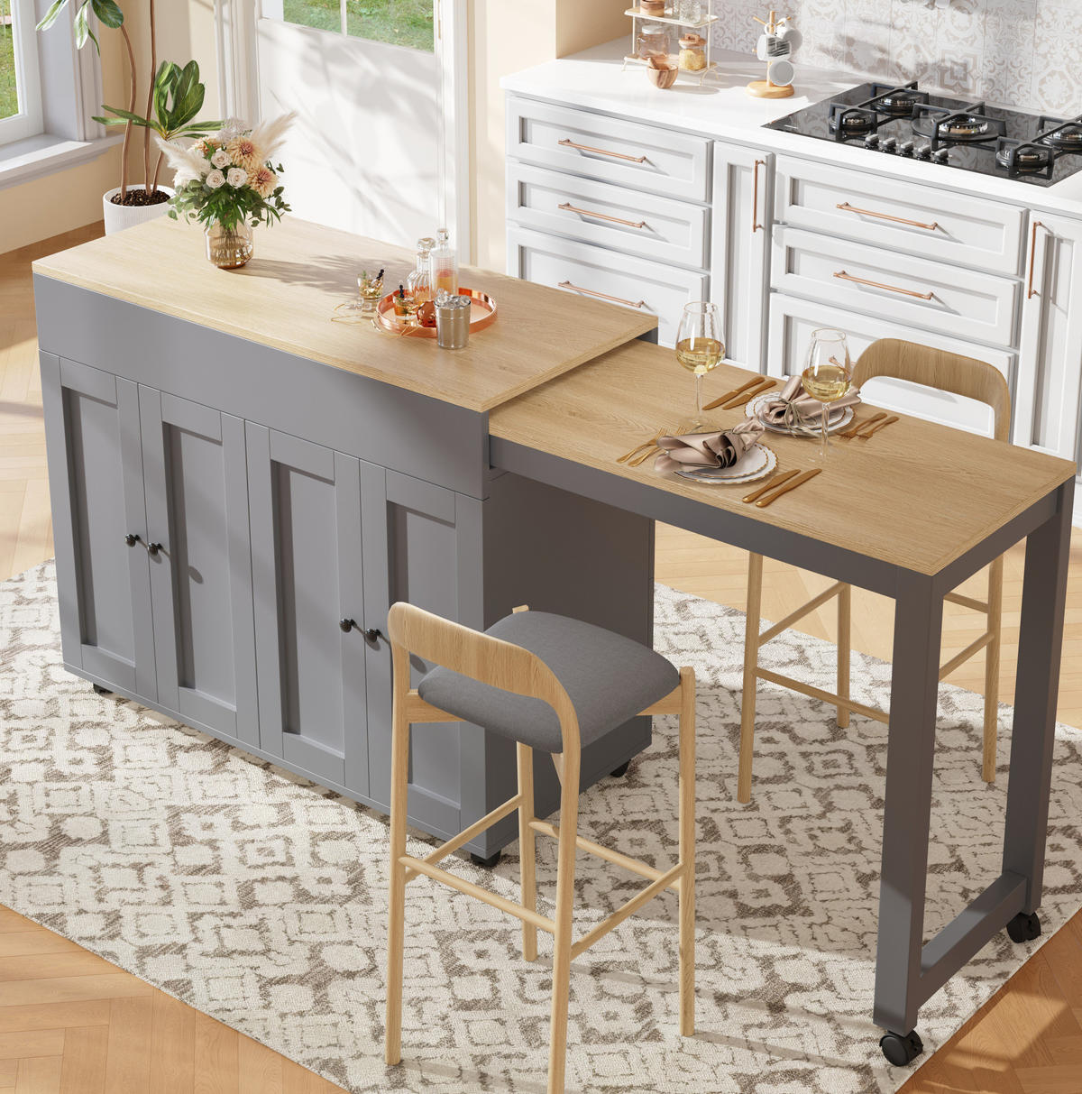 BARTISCH ausziehbar 117-180 x 50 x 94,6 cm Grau - Grau, Holz (50/94.5/180cm) - Beauniv