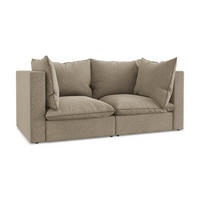 2-SITZER SOFA Samt Stoff Beige - Beige/Schwarz, Holzwerkstoff/Kunststoff (180/77/90cm) - LaMiaSofa