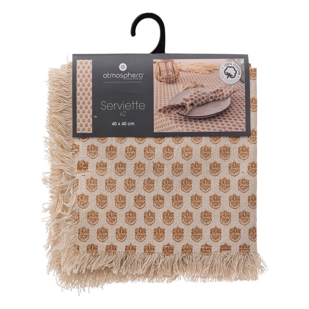 SERVIETTEN Indie 40/40 cm 2er-Set - Multicolor, Naturmaterialien (40/40cm) - Atmosphera Createur d´interieur