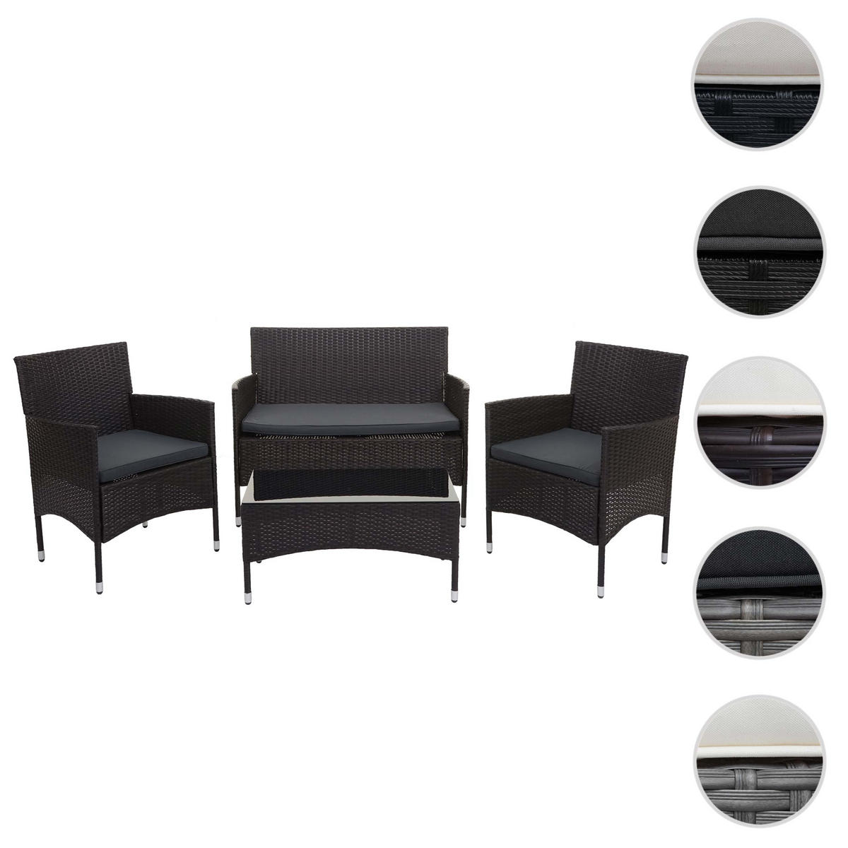 POLY-RATTAN GARNITUR Braun, Anthrazit - Anthrazit/Braun, Kunststoff - MCW