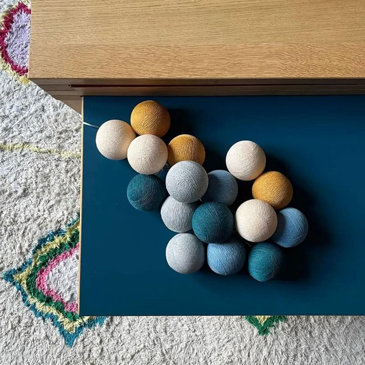 LICHTERKETTE LED Boxen - Nuit Etoilée - Blau und Gelb - Dunkelblau, Textil (165cm) - La case du cousin paul