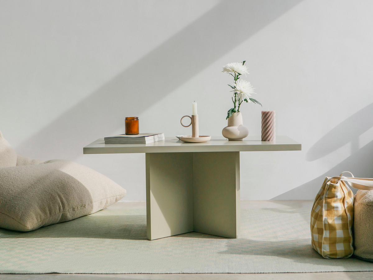 COUCHTISCH mit laminiertem-Platte 3cm stark Taupe 100/60 cm - Beige, Holzwerkstoff (60/100/42cm) - RNT By Really Nice Things