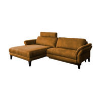 ECKSOFA MALTA Rotbraun Webstoff - Rotbraun/Cognac, Buchenholz/Textil (302/175cm) - KAWOLA