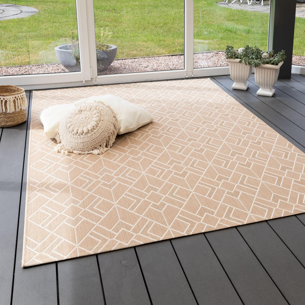 OUTDOORTEPPICH 280/380 cm Bergen Raute - Beige, Textil (280/380cm) - Steffensmeier