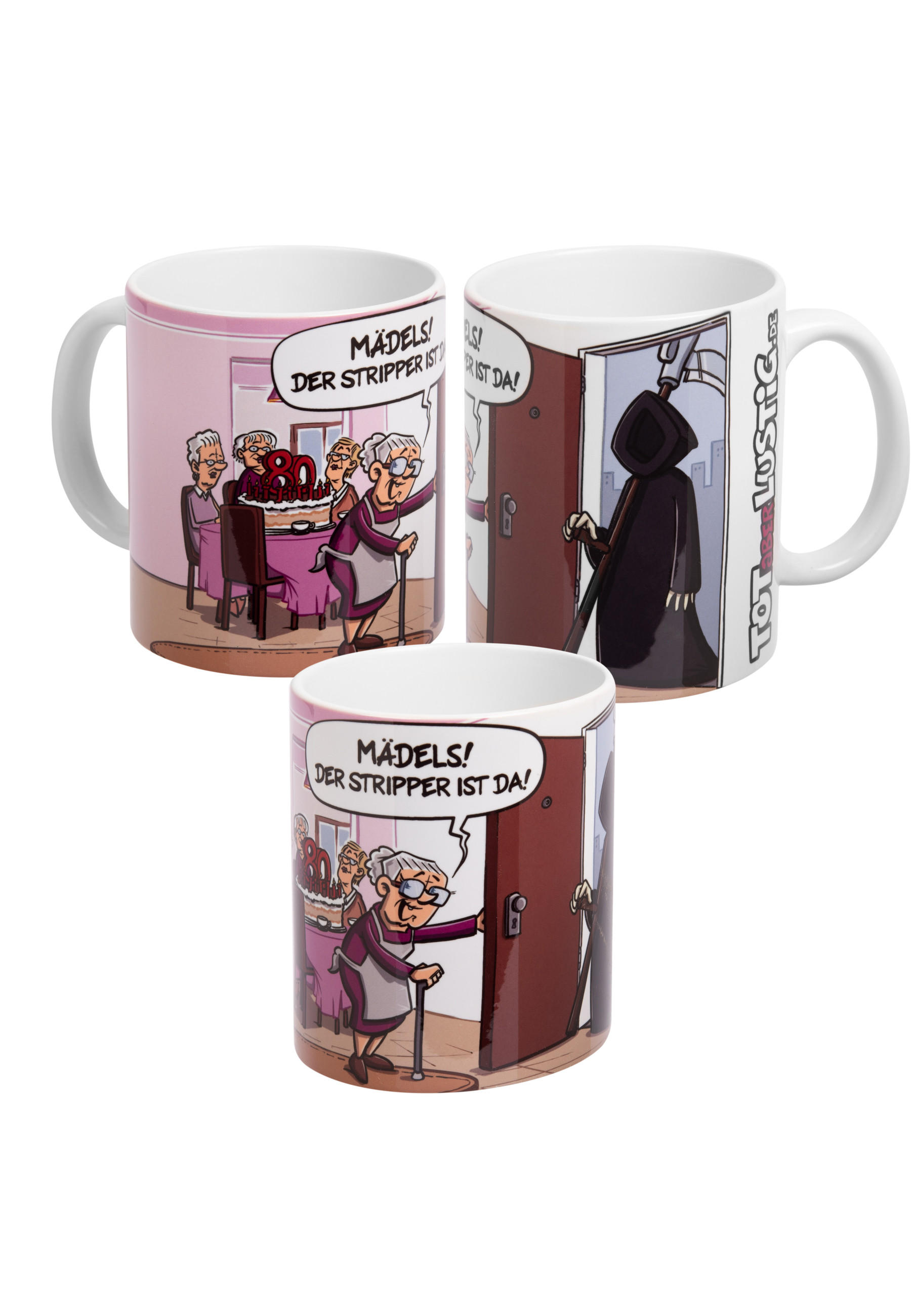KAFFEEBECHER Tot aber lustig Der Stripper ist da! Weiß 320 ml - Weiß, Keramik (0.32L) - United Labels