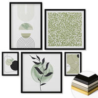WANDBILDER 5er-Set - 50x50 cm & 20x30 cm & 40x60 cm Schwarzer Rahmen - Abstrakte Formen und Farben - Schwarz, Kunststoff (40/60cm) - ArtPrintCave