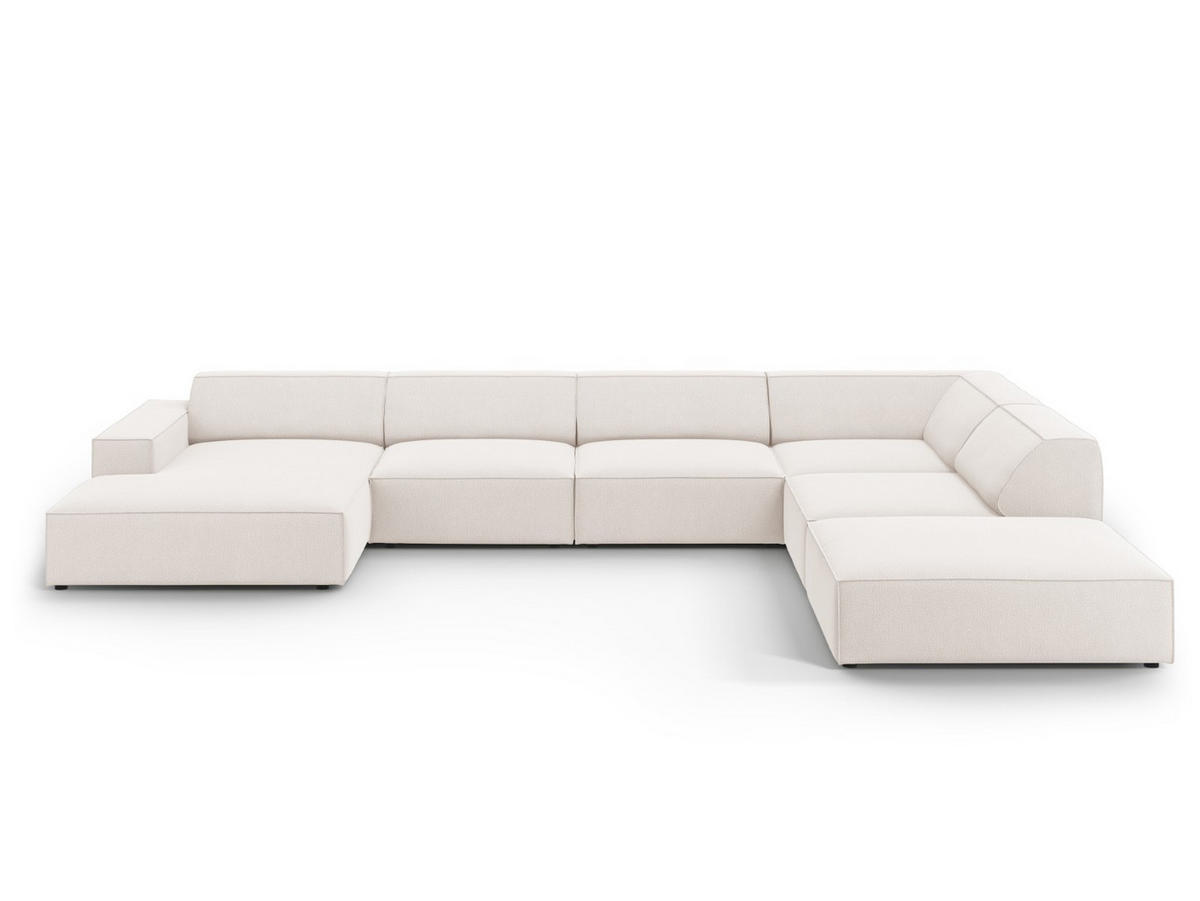 PANORAMASOFA rechts Jodie aus strukturiertem Stoff leichtes beige 7 Sitzplätze - Beige, Textil (262/70/364cm) - Micadoni