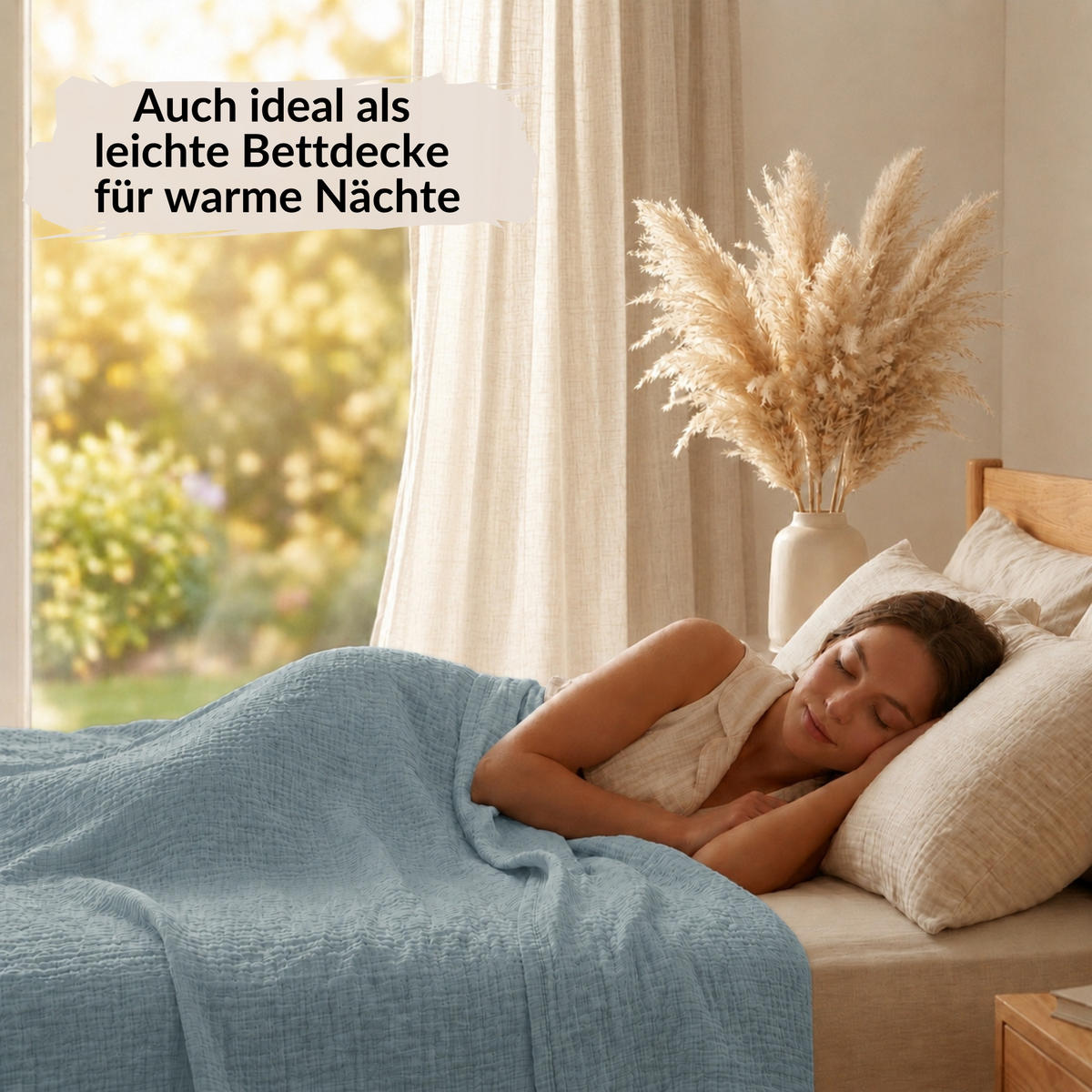 WOHNDECKE Musselin 150 x 200 cm, Leichte Kuscheldecke aus 100% Baumwolle - Nutzbar als Tagesdecke, Plaid oder Decke für Sofa, Couch & Bett - Blau - Blau, Textil (150/200cm) - Carpe Sonno