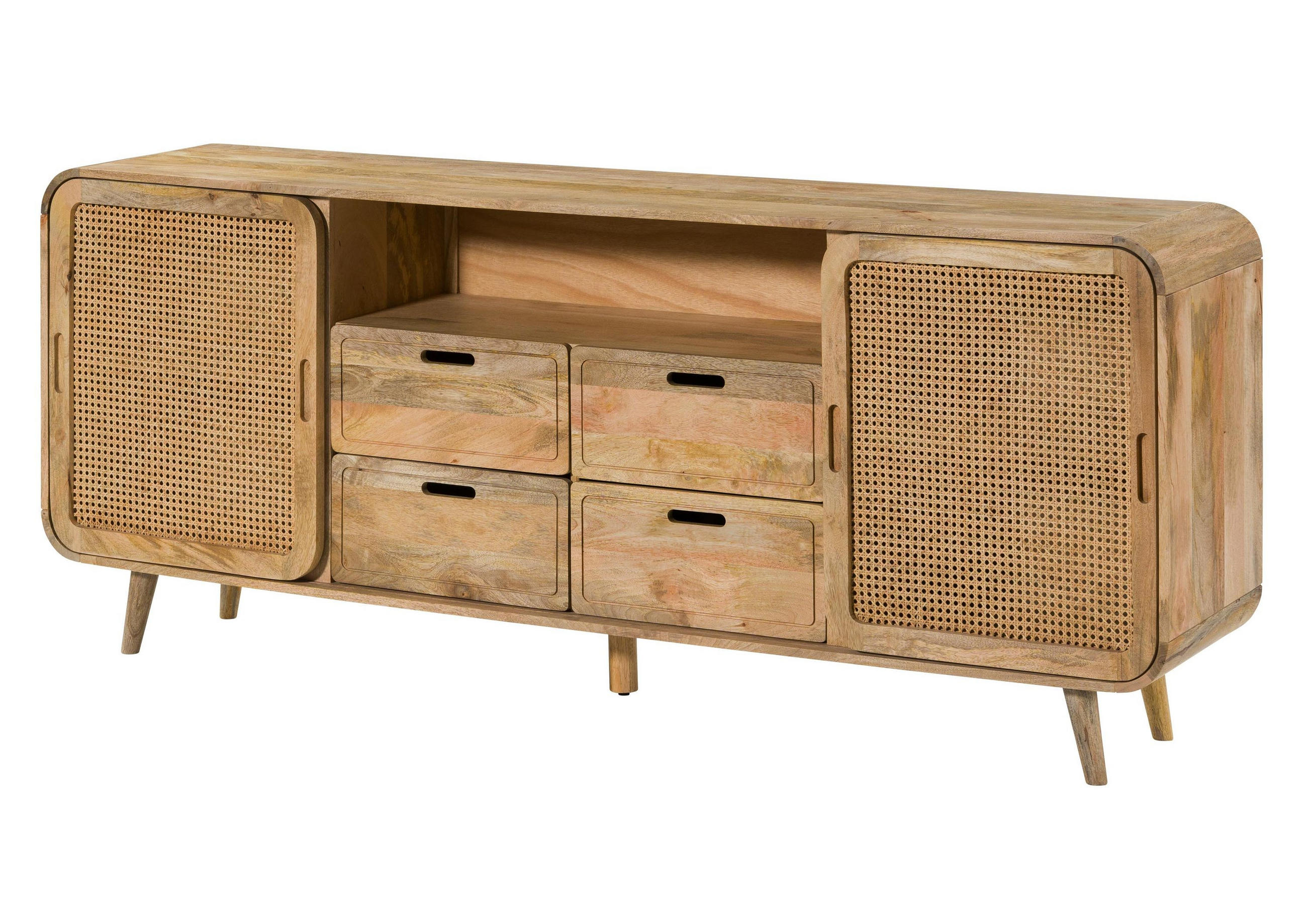 SIDEBOARD Mango 200x40x80 natur lackiert VALENCIA #120 - Naturfarben, Holz (200/80/40cm) - Massivmoebel24