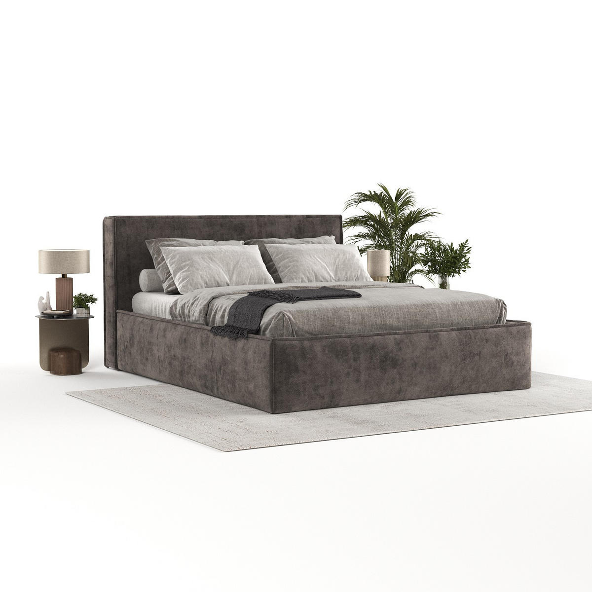 POLSTERBETT Sato mit Stauraum 160/200 cm Braun im Terra NW Stoff - Schwarz/Naturfarben, Holz/Holzwerkstoff (160/200cm) - AltaBeds