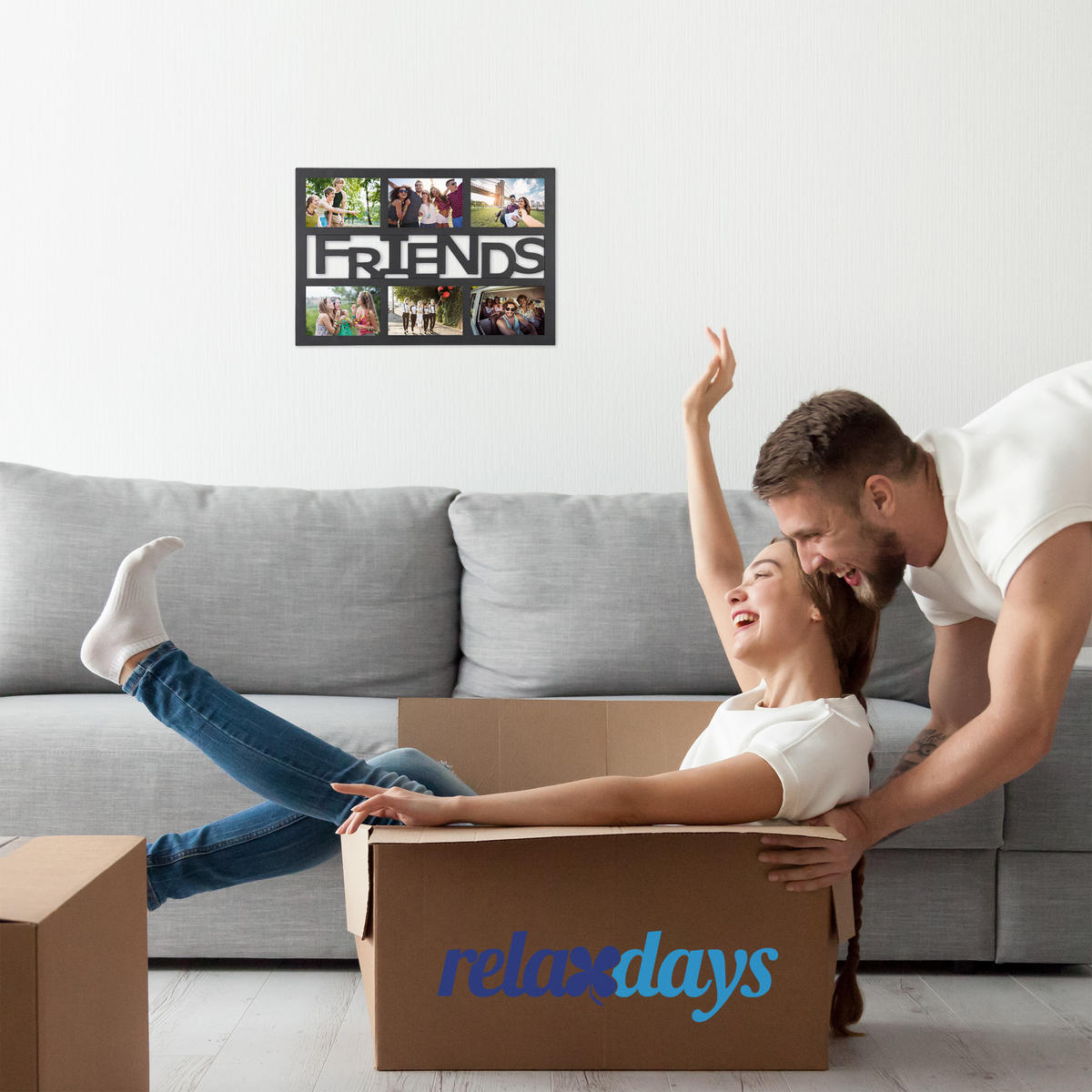 BILDERRAHMEN - Schwarz, Wellpappe/Kunststoff (48/33/1.5cm) - Relaxdays