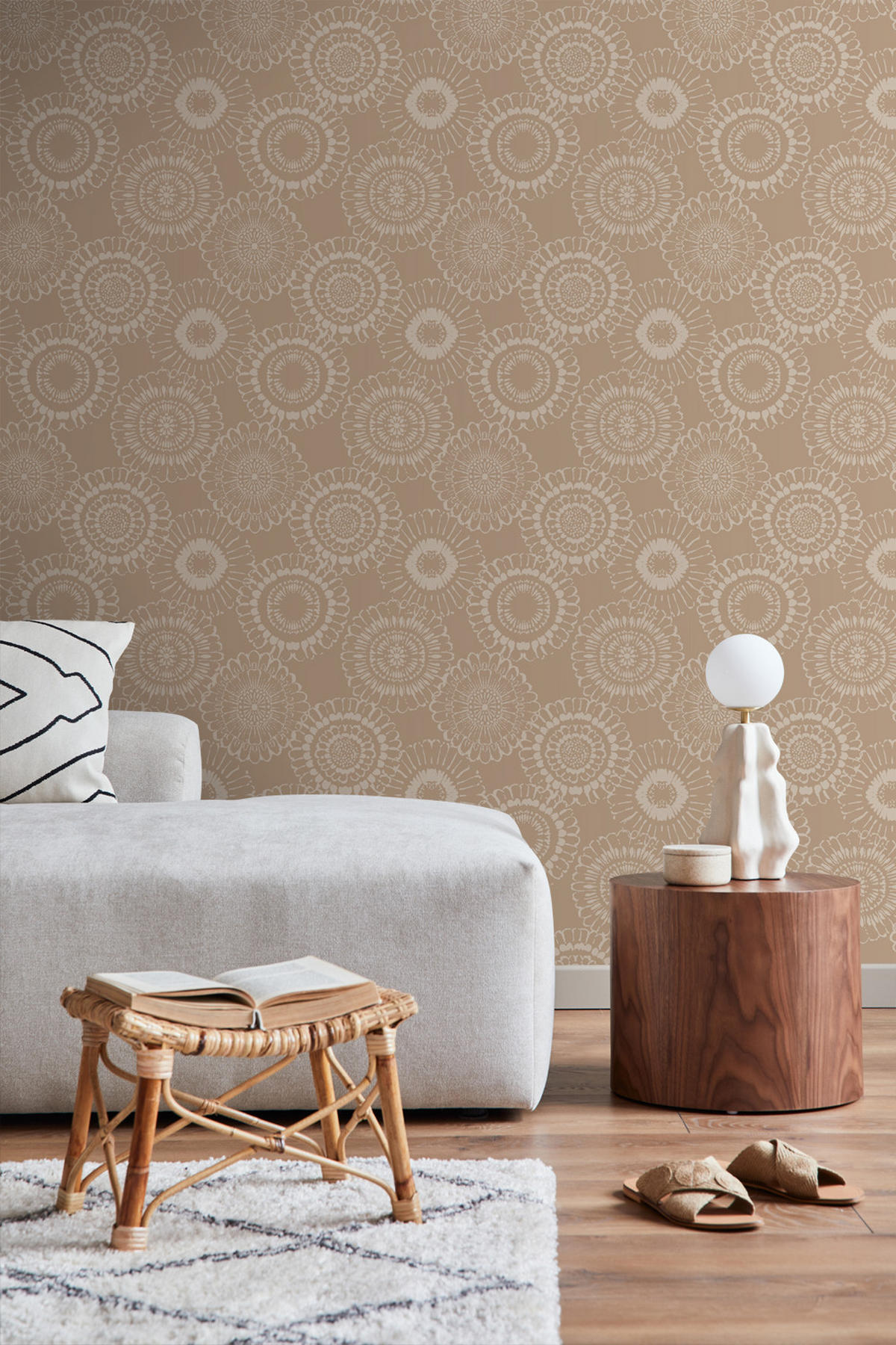 TAPETE Blumen 50 x 900 cm - Braun, Papier (50/900cm) - ESTAhome