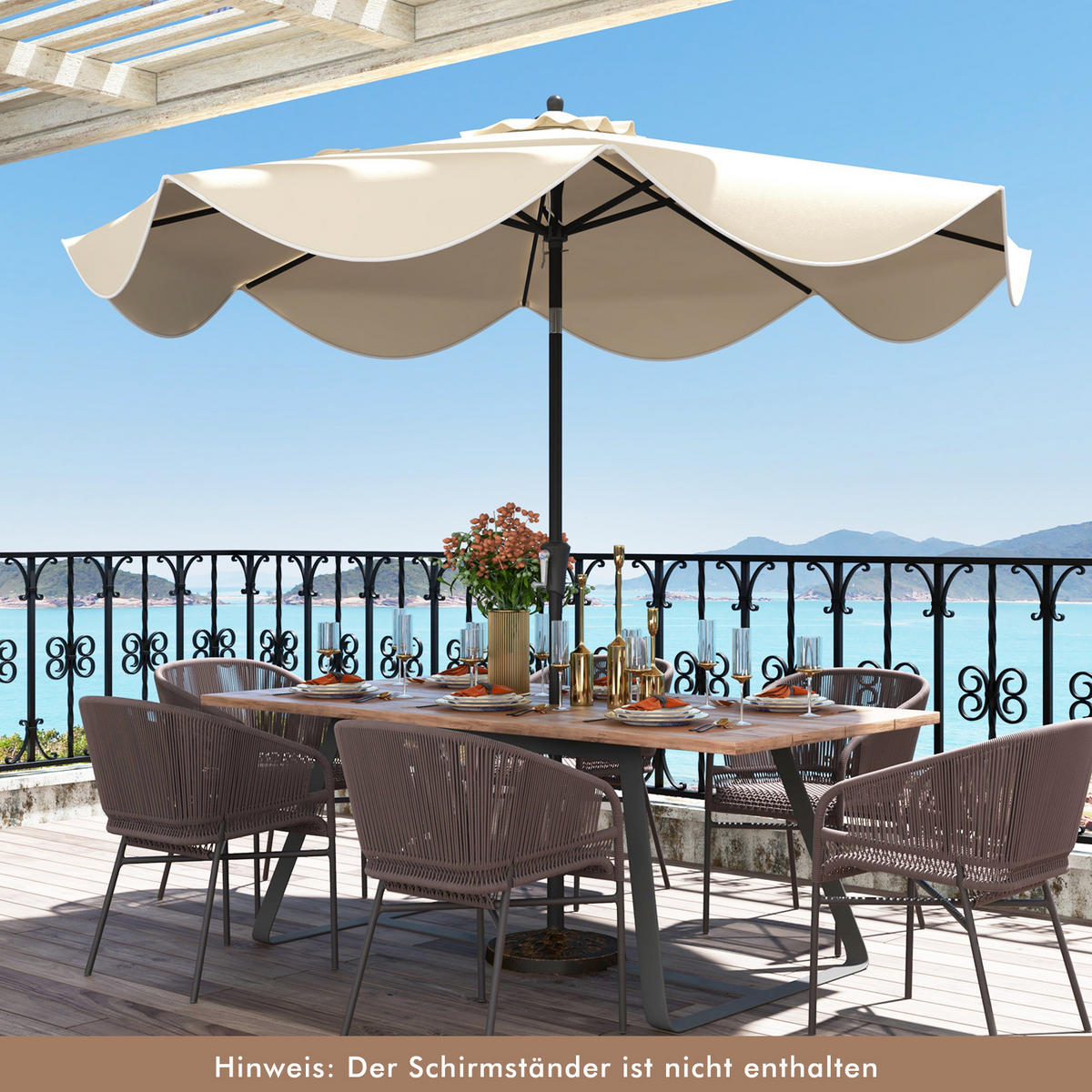 TERRASSENSCHIRM Beige - Beige, Kunststoff (280/280cm) - COSTWAY