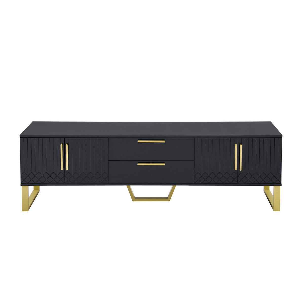 TV-SCHRANK mit 4 Türen 170 cm Hochglanz MDF Schwarz - Schwarz, Holzwerkstoff (40/53.5/170cm) - Beauniv