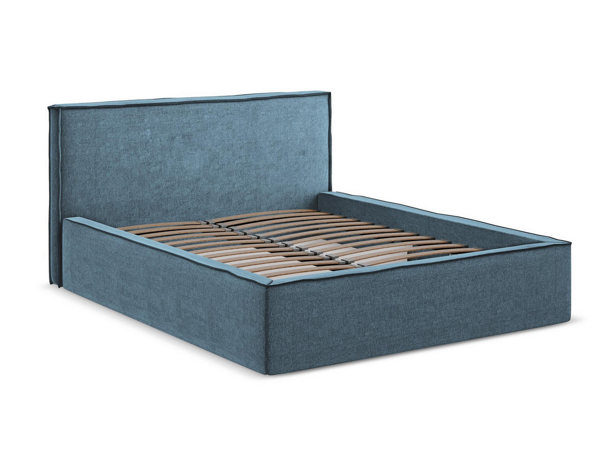 POLSTERBETT mit Bettkasten und Lattenrost 160x228 Blau - Blau/Blaugrau, Kunststoff/Textil (140/200cm) - Makamii