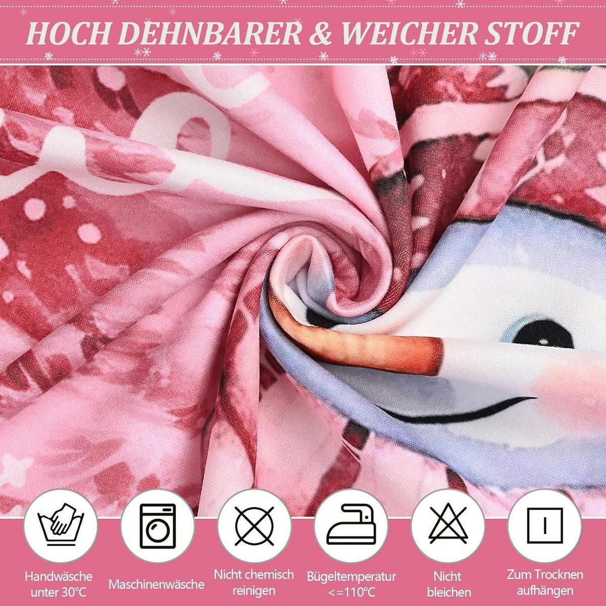 STUHLHUSSEN 4er Set Weihnachts-Design Rosa - Rosa, Textil (40/42cm)