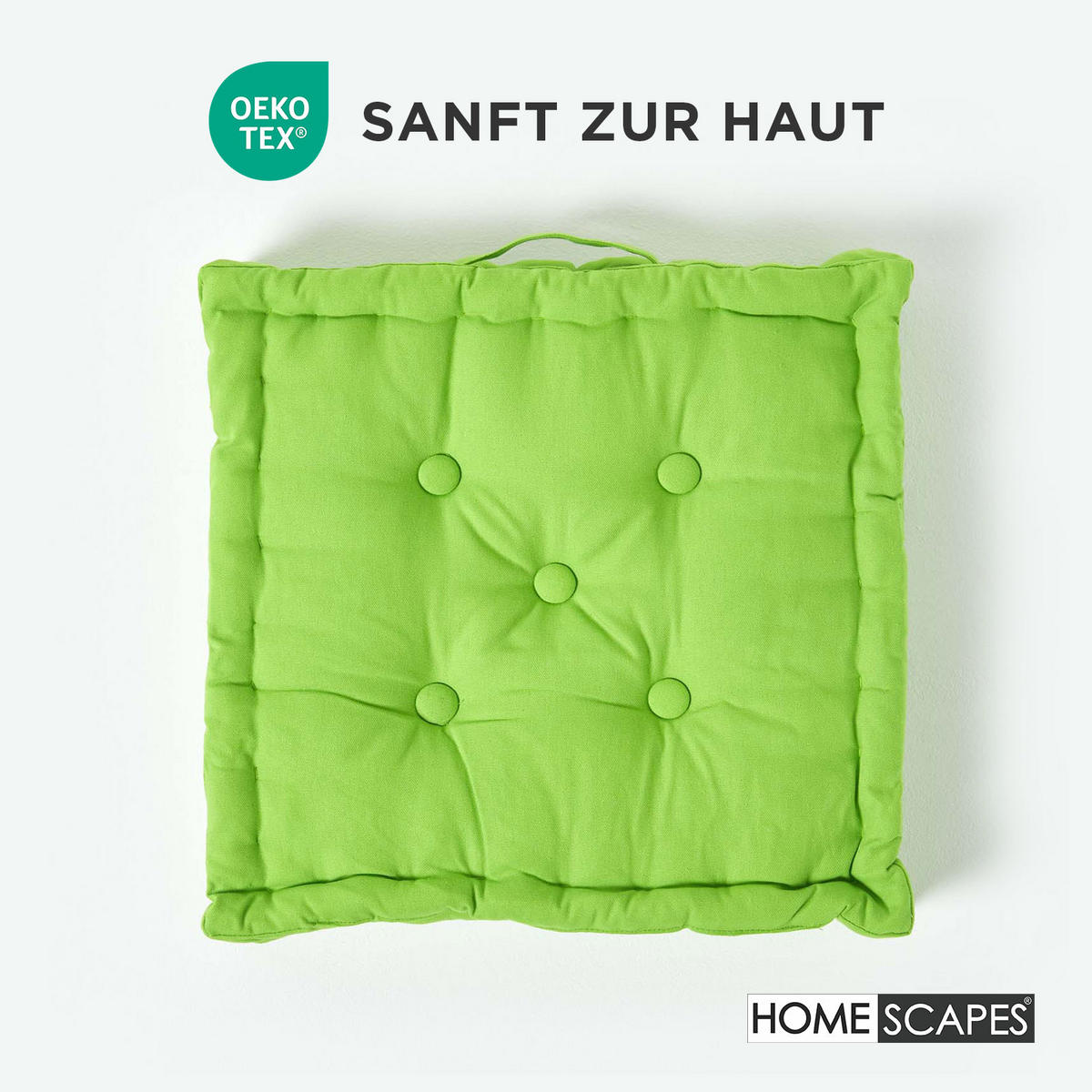 SITZKISSEN grün 50/50/10 cm – Bodenkissen unifarben - Grün, Textil (50/50/10cm) - Homescapes
