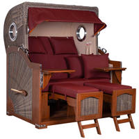 STRANDKORB XXL Düne Grande 2,5 Sitzer - Rot/Braun, Metall (142/170/95cm) - Mr. Deko