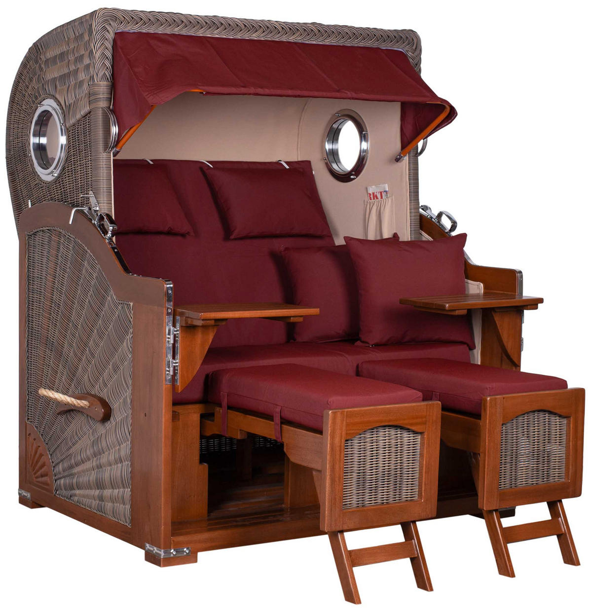 STRANDKORB XXL Düne Grande 2,5 Sitzer - Rot/Braun, Metall (142/170/95cm) - Mr. Deko