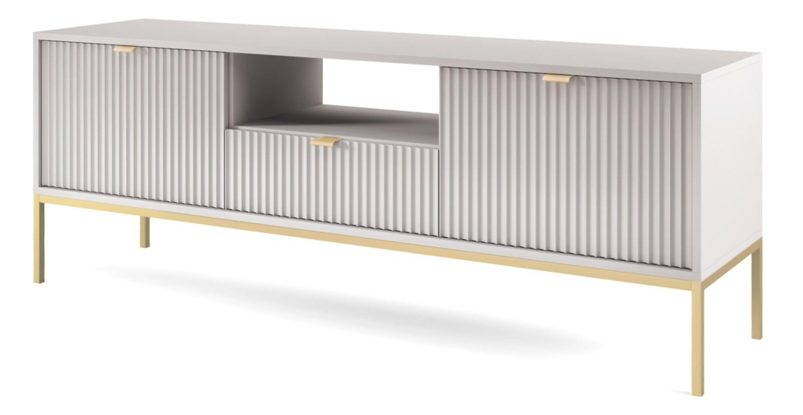 LOWBOARD Kioto RTV 154 cm in Grau mit goldenen Füßen - Goldfarben/Grau, Holzwerkstoff/Metall (154/56/39cm) - Ravio