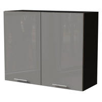 KÜCHENHÄNGESCHRANK Essen W3/90 Grau Hochglanz / Schwarz Matt 90 / 32,5 / 72cm - Schwarz/Grau, Holz/Holzwerkstoff (90/72/32.5cm) - Feldmann-Wohnen