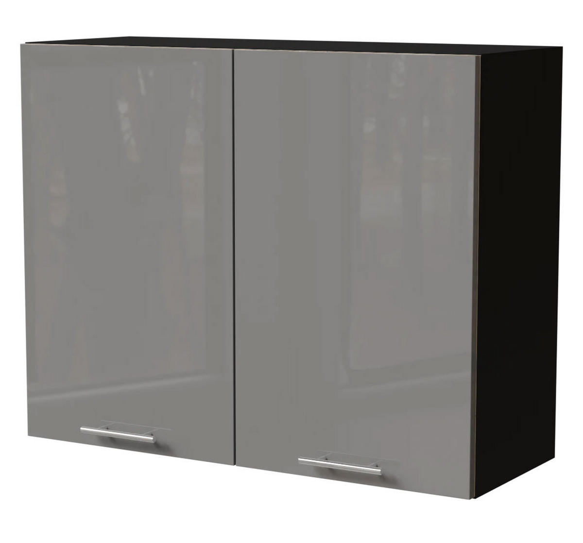 KÜCHENHÄNGESCHRANK Essen W3/90 Grau Hochglanz / Schwarz Matt 90 / 32,5 / 72cm - Schwarz/Grau, Holz/Holzwerkstoff (90/72/32.5cm) - Feldmann-Wohnen