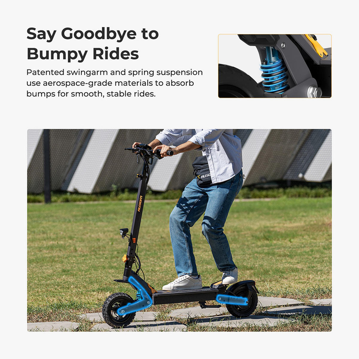 E-SCOOTER Ausom L1 ABE – 930W Spitzenmotor, 20 km/h, 70 km Reichweite ABE-Zulassung (eKFV, P612) - Grau, Metall (59cm)