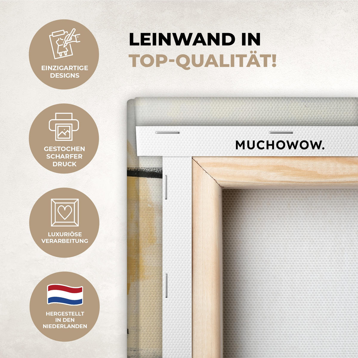 LEINWANDBILD Farbe - Abstrakt - Farben Deko Wohnzimmer 20x20 cm - Currygelb, Textil (20/20cm) - MuchoWow