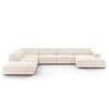PANORAMASOFA links Jodie aus Samt leichtes beige 7 Sitzplätze - Beige, Textil (262/70/364cm) - Micadoni