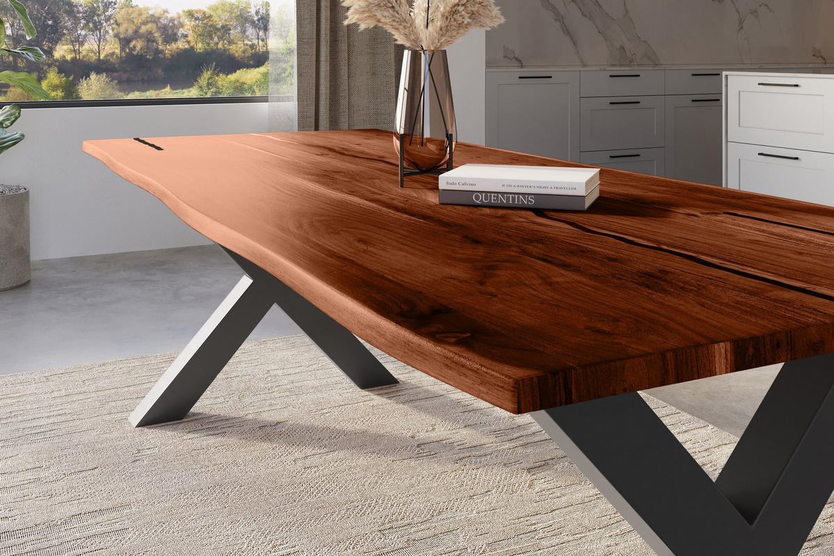 ESSTISCH POLLY - Schwarz/Braun, Holz/Metall (100/280/77cm) - SAM