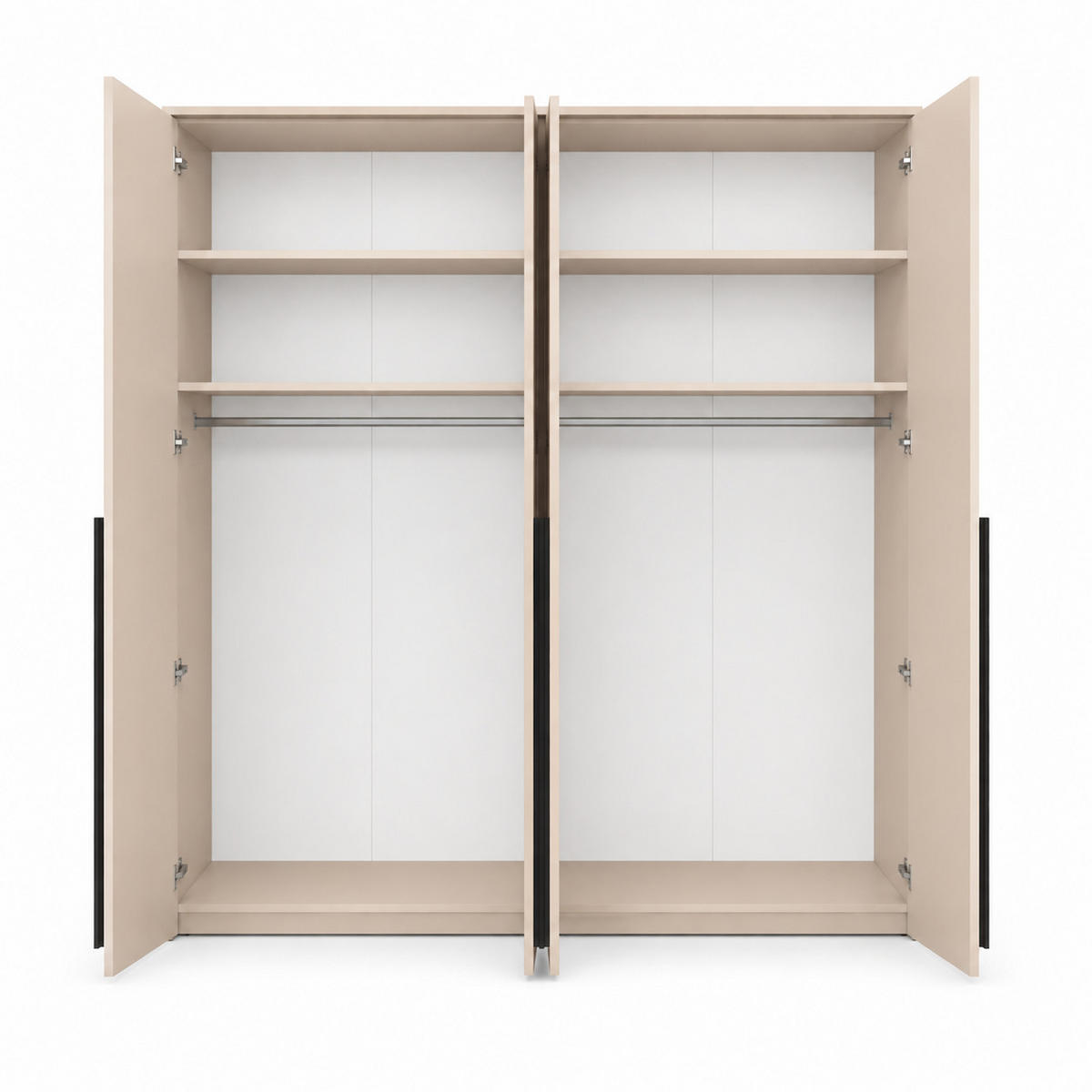KLEIDERSCHRANK: Sandbeige / Griffe Silber, 210 x 65 x 217,2 cm - Sandfarben/Silberfarben, Holzwerkstoff (210/217.2/65cm) - 3XE LIVING