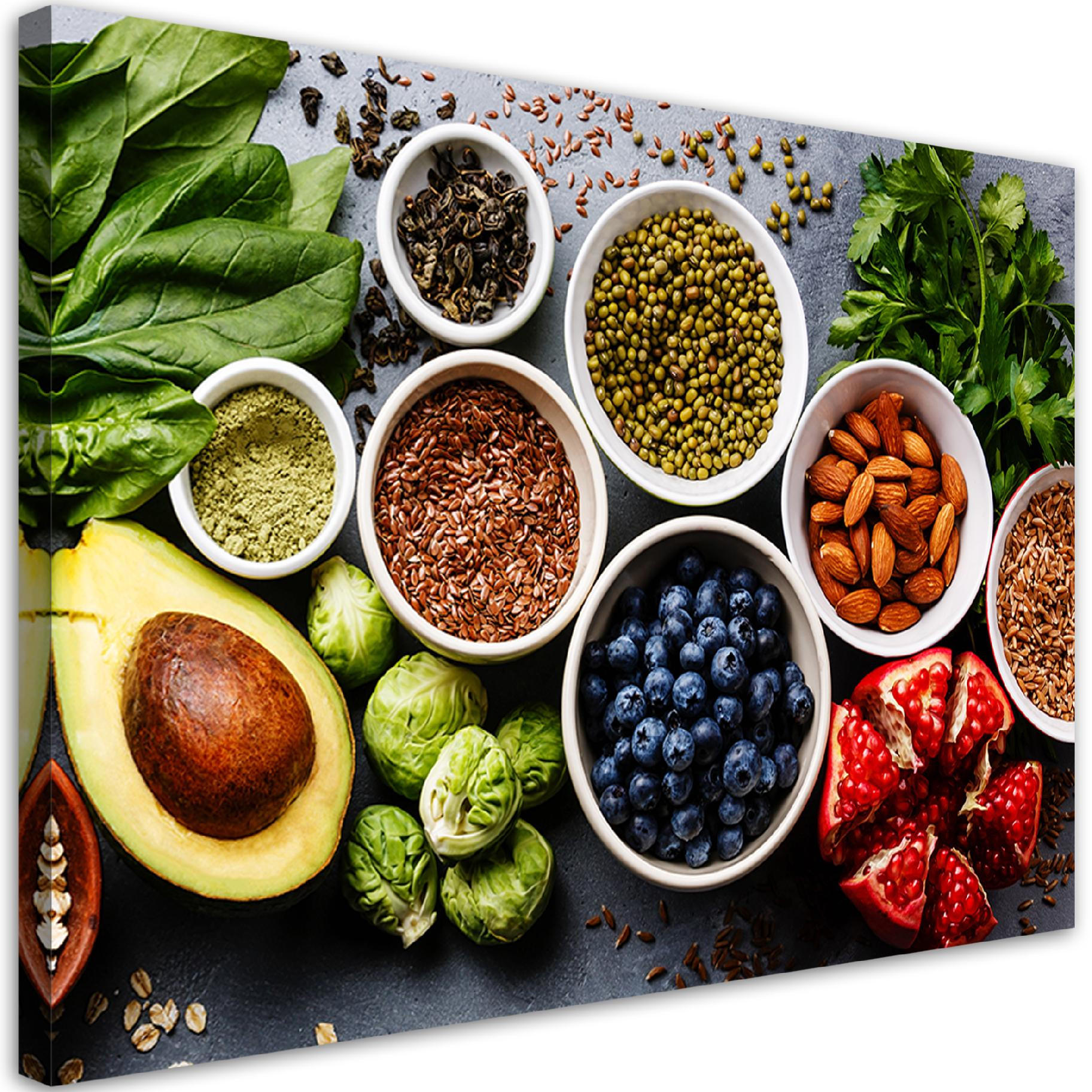 WANDBILD frisches gemüse und früchte - Multicolor, Textil (60/40cm) - Feeby