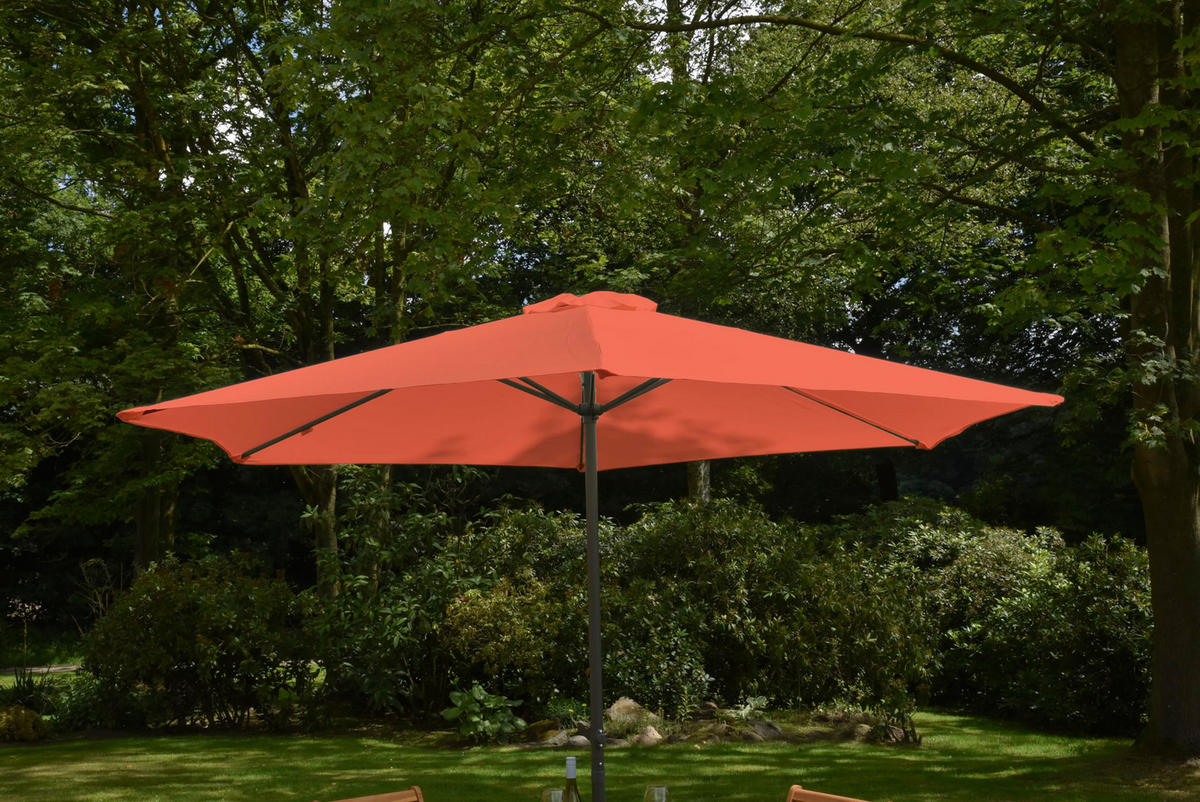 SONNENSCHIRM Thomas Ø 300cm 6 Streben Terrakotta Gartenschirm - Terracotta, Kunststoff (300/300cm) - DELUKE