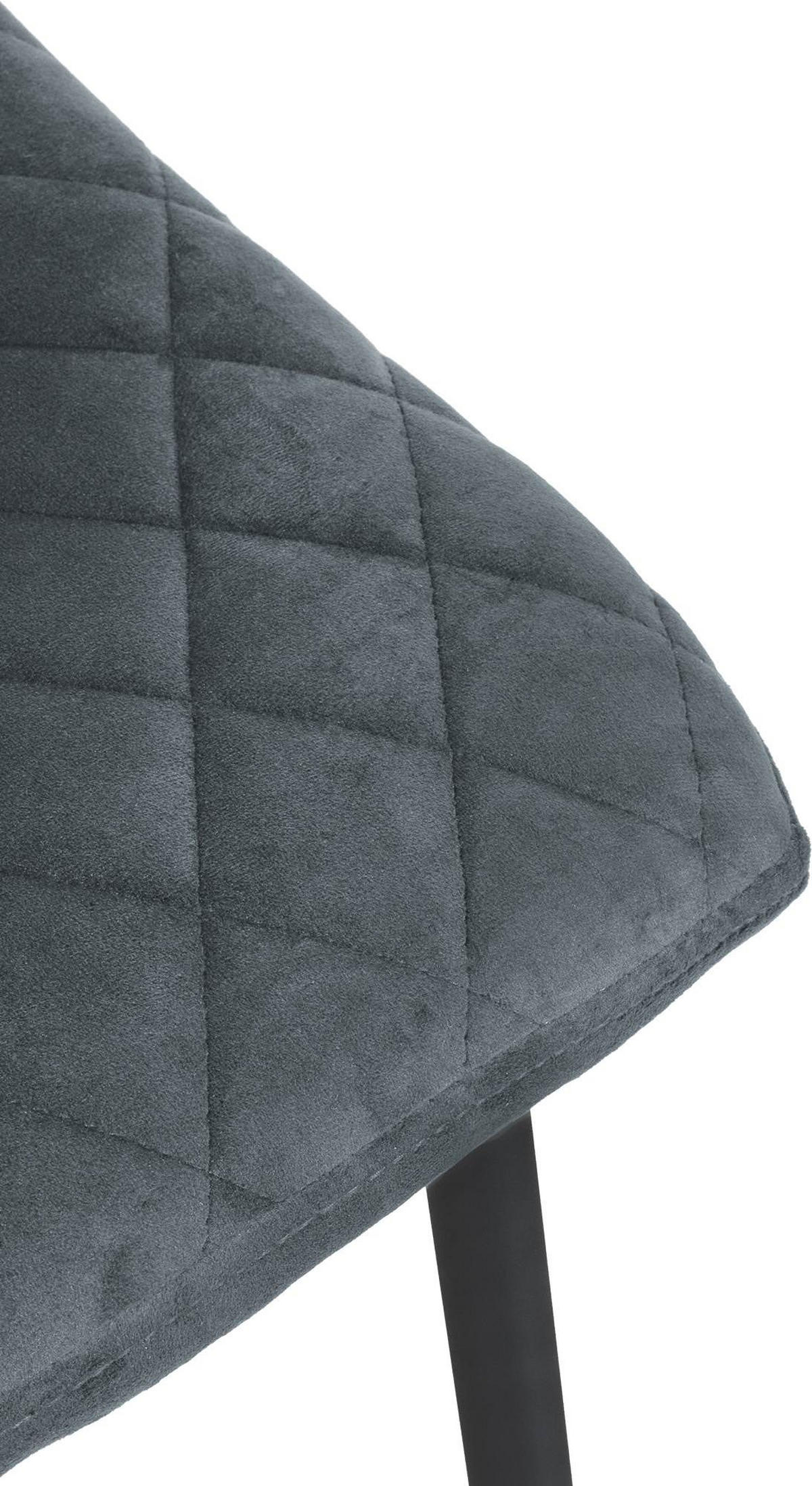 STUHL 4er Set Samt dunkelgrau - Dunkelgrau/Schwarz, Textil/Metall (45/83/57cm) - CLP