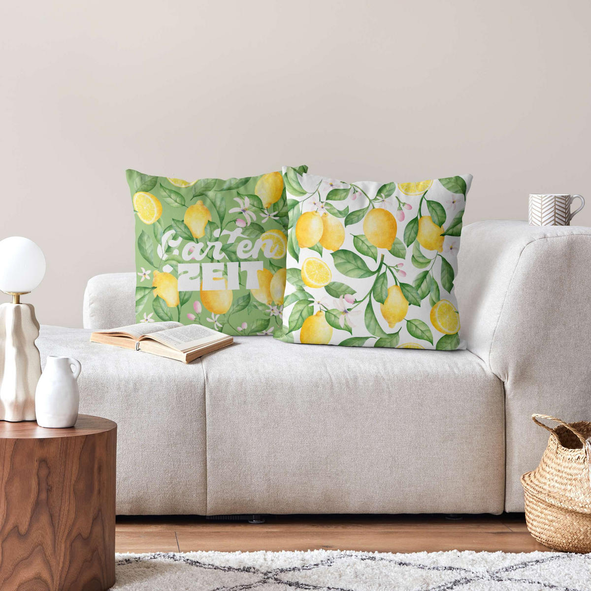 DEKOKISSEN 2er-Set Mein Garten Duo II 50/50 cm - Gelb, Textil (50/50cm) - Bilderwelten