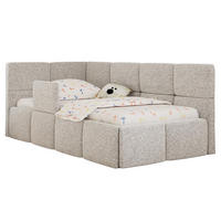 DĚTSKÁ POSTEL ARVO ALTA 90/200 - Světle šedá Strukturovaná látka - Vlevo - světle šedá, textil (90/200cm) - MKS
