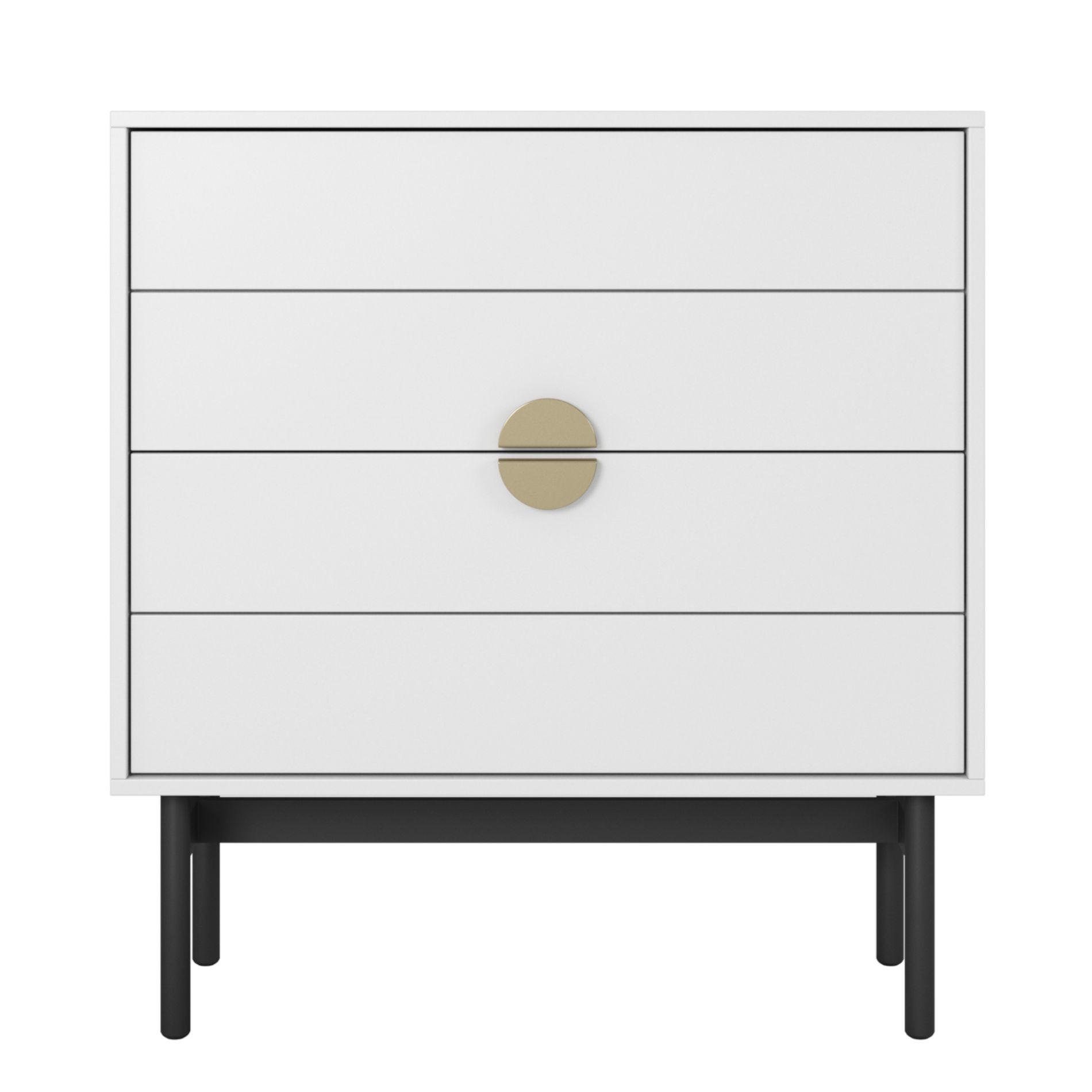 KOMMODE Stoon Weiß / Schwarz mit 4 Schubladen 85,5 cm - Goldfarben/Schwarz, Holzwerkstoff/Metall (85.5/91.9/38cm) - Selsey