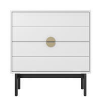 KOMMODE Stoon Weiß / Schwarz mit 4 Schubladen 85,5 cm - Goldfarben/Schwarz, Holzwerkstoff/Metall (85.5/91.9/38cm) - Selsey