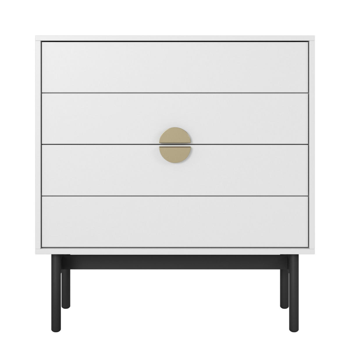 KOMMODE Stoon Weiß / Schwarz mit 4 Schubladen 85,5 cm - Goldfarben/Schwarz, Holzwerkstoff/Metall (85.5/91.9/38cm) - Selsey