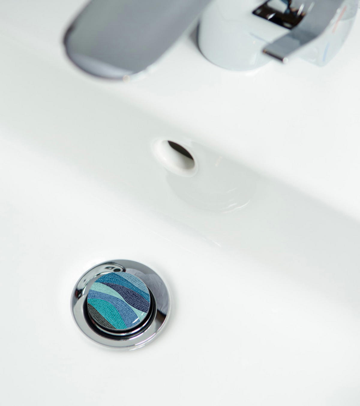 WASCHBECKENSTÖPSEL Marin - Türkis/Blau, Kunststoff/Metall (4/7/7cm) - Sanilo