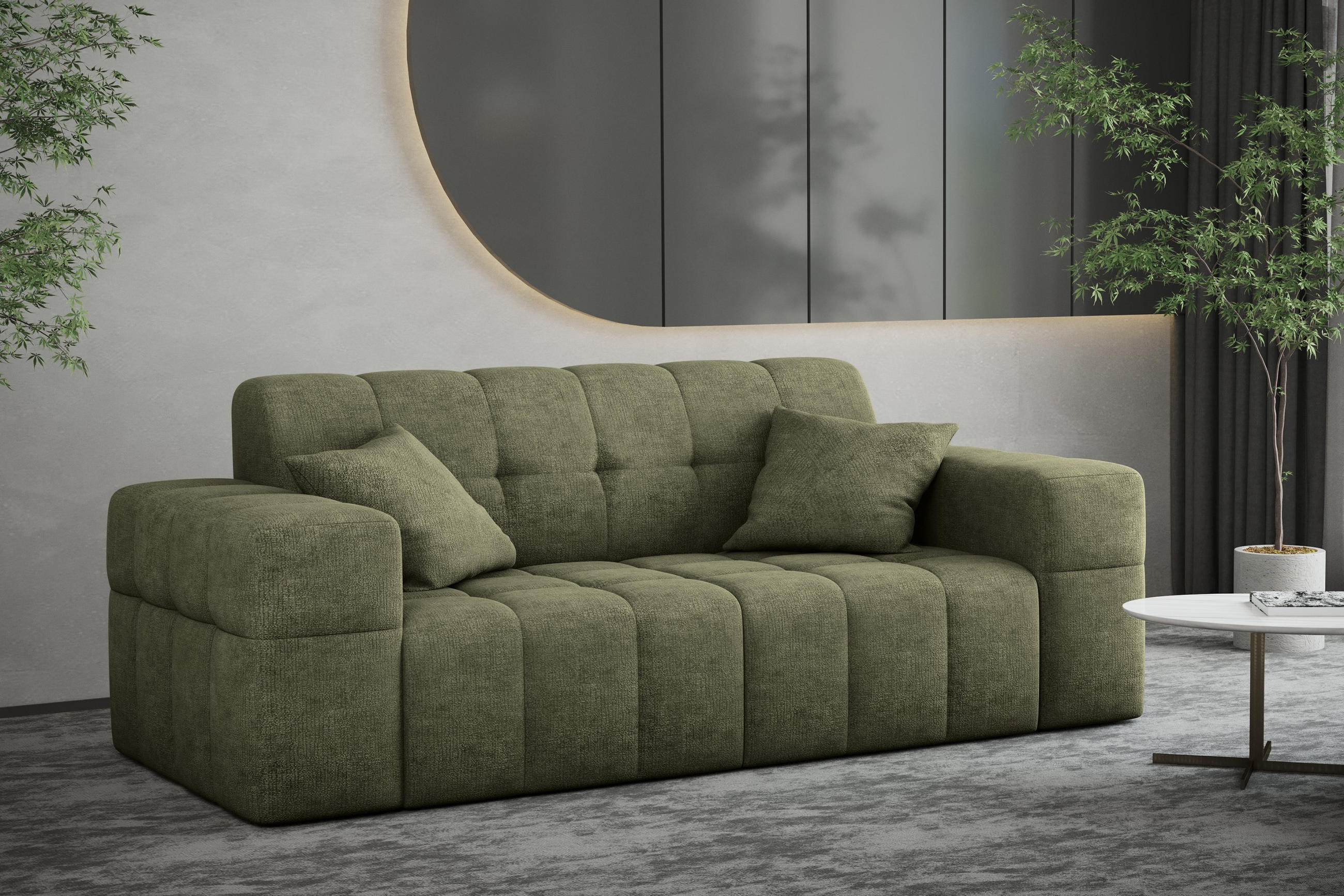 SOFA 2 Sitzer NIMES Stoff Perfect Harmony Grün - Grün, Holz/Kunststoff (183/82/92cm) - Kaiser Möbel