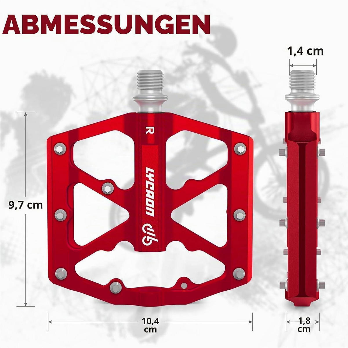 FAHRRADPEDALE Aluminium Rot - Rot, Metall (9.7/1.8/10.4cm)